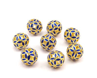 2 Brass Enamel Ball Beads 13mm   B-1