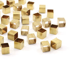 Geometric Square Tube Bead, 50 Raw Brass Square Tubes  (6x6mm) Bs 1627