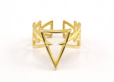 Brass Triangle Ring - 6 Raw Brass Adjustable Geometric Triangle Rings N019