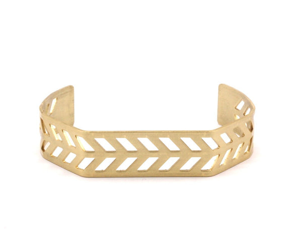 Brass Chevron Cuff - Raw Brass Chevron Cuff Bracelet Blank Bangle Without Holes (15x145x0.80mm)  T107