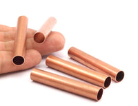 Copper Tube Beads - 5 Raw Copper Tube Beads (60x10mm) Hole Size 9mm Brc274--d0482