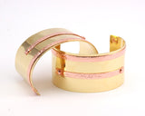 Brass Copper Cuff - 3 Brass and Copper Cuff Bracelet (150x40x0.80mm) T109