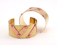 Brass Copper Bracelet - 3 Brass And Copper Cuff Bracelets (150x30x0.80mm) T111