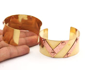 Brass Copper Bracelet - 3 Brass And Copper Cuff Bracelets (150x30x0.80mm) T111