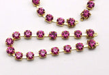 Rose Crystal Rhinestone Chain, 5 Strand SS20 Rose Pink Crystal Rhinestone Chain with Brass Frame, Ready to Make Bracelet 6mm R1