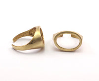 Brass Oval Ring - 5 Raw Brass Adjustable Oval Rings N053