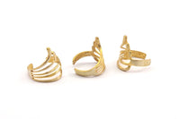 Brass Wing Ring - 5 Raw Brass Adjustable Wing Rings N070