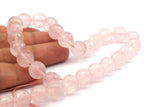 Pink Quartz 12mm Disco Faceted Round Gemstone Beads Full Strand T022