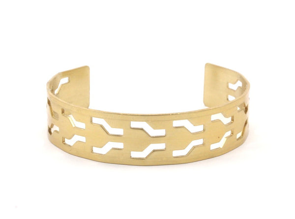 Brass Zigzag Bracelet - 2 Raw Brass Zigzag Cuff Bracelet Blank Bangle Without Holes (15x145x1mm)  BRC126