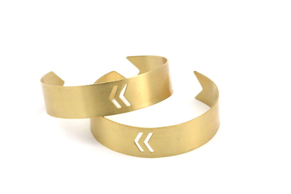 Brass Chevron Bangle - 4 Raw Brass Arrow Cuff Bracelet Blank With Chevron Bangles Without Holes (15mm) Brc027