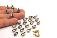 Black Diamond Swarovski Drop Charms - 20 Black Diamond Swarovski Crystal Drop Raw Brass Prong Settings (13x8mm) Y360 Y161