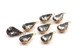 Black Diamond Swarovski Drop Charms - 20 Black Diamond Swarovski Crystal Drop Raw Brass Prong Settings (13x8mm) Y360 Y161