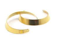 Raw Brass Cuff - 2 Raw Brass Cuff Bracelet Bangles With 2 Holes (6 to 12x140x0.80mm)  Brc033