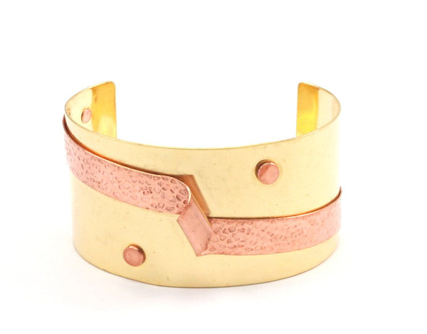 Brass Copper Cuff - 3 Brass And Copper Cuff Bracelet (150x40x0.80mm) Brc210