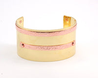 Brass Copper Cuff - 3 Brass and Copper Cuff Bracelet (150x40x0.80mm) T109