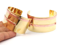 Brass Copper Cuff - 3 Brass and Copper Cuff Bracelet (150x40x0.80mm) T109