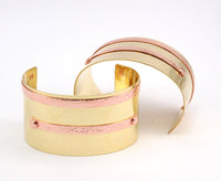 Brass Copper Cuff - 3 Brass and Copper Cuff Bracelet (150x40x0.80mm) T109