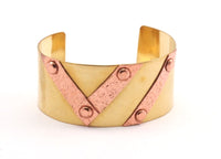 Brass Copper Bracelet - 3 Brass And Copper Cuff Bracelets (150x30x0.80mm) T111