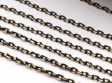 Solder Chain, Cable Chain, 20 M (2x3mm) Brass Tiny Faceted Soldered Flat Cable Chain -   ( Z149)