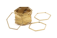 Hexagon Ring Charm, 50 Raw Brass Hexagon Shaped Ring Charms (25x0.6x0.9mm) BS 1206