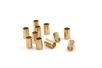 Brass Industrial Tubes - 12 Raw Brass Industrial Tube Findings (12x7mm) Y356