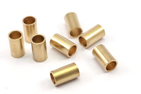 Brass Industrial Tubes - 12 Raw Brass Industrial Tube Findings (12x7mm) Y356