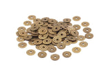 Antqiue Bead Caps, 500 Antique Brass Round Middle Hole Bead Caps, Spacer Bead Charms, Findings (6.5mm) K022