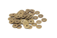 Antqiue Bead Caps, 500 Antique Brass Round Middle Hole Bead Caps, Spacer Bead Charms, Findings (6.5mm) K022