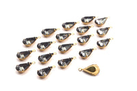 Black Diamond Swarovski Drop Charms - 20 Black Diamond Swarovski Crystal Drop Raw Brass Prong Settings (13x8mm) Y360 Y161