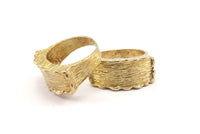 Smooth Band Rings - 2 Raw Brass Smooth Band Wide Ring Settings (hole Size 18.50mm) N011