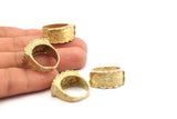 Smooth Band Rings - 2 Raw Brass Smooth Band Wide Ring Settings (hole Size 18.50mm) N011