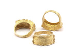 Smooth Band Rings - 2 Raw Brass Smooth Band Wide Ring Settings (hole Size 18.50mm) N011