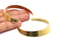 Raw Brass Cuff - 2 Raw Brass Cuff Bracelet Bangles With 2 Holes (6 to 12x140x0.80mm)  Brc033