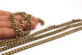 Big Link Chain, 1M Huge Faceted Raw Brass Soldered Chain (9x7.5mm) 1 Meter -3.3 Feet  W12