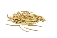 Raw Brass Tube, 50 Raw Brass Curved Tubs (1.5x30mm) D0280