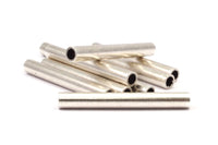 Industrial Long Tube, 6 Pcs Antique Silver Plated Brass Industrial Long Tube Beads (5x40mm) H307