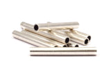 Industrial Long Tube, 6 Pcs Antique Silver Plated Brass Industrial Long Tube Beads (5x40mm) H0113