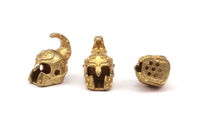 Alexander The Great Helmet , 2 Raw Brass Great Helmet Bracelet Parts (18x12.5x11mm) N0424