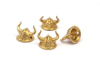 Brass Vikings' Helmet, 4 Raw Brass Helmet Bracelet Parts (15x12.5mm) N427