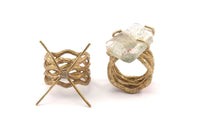 Claw Ring Blank - 2 Raw Brass 4 Claw Ring Blanks for Natural Stones N0096