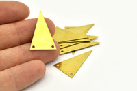 Brass Triangle Char, 20 Raw Brass Triangle Charms 2 Holes (25x16mm) A0043