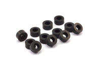 Black Spacer Beads, 25 Oxidized Brass Black Industrial Findings, Spacer Beads (6x3mm) S547