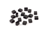 Black Tube Beads, 50 Oxidized Rectangle Brass Tube (4x5x3mm) S485