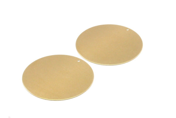 46mm Round Tag, 8 Huge Raw Brass Round Tags with 1 Hole (46x0.45mm) N0464