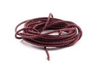 Brown Braided Leather Cord, 1 Meter Brown Braided Leather Cord, Genuine Round Leather Cord (3mm) B3029