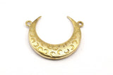 Brass Moon Charm, 2 Raw Brass Textured Horn Charms, Pendant, Jewelry Finding (27x8x3.30mm)  N0169