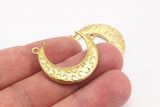 Brass Moon Charm, 2 Raw Brass Textured Horn Charms, Pendant, Jewelry Finding (27x8x3.30mm)  N0169