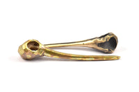 Bird Skull Charm, 1 Solid Bronze and Oxidized Bronze Bird Skull Pendant (52x10mm) N0342