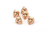 Rose Gold Vendetta Mask , 2 Rose Gold Plated Brass Vendetta Bracelet Parts (14.5x13x11mm) N0425 q0107