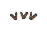 Opal V Letter - Snythetic Opal Initial Letter (10x9x2.50mm) F066